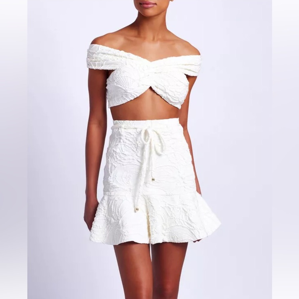 PatBO Jacquard Mini Skirt White Size Small NWT